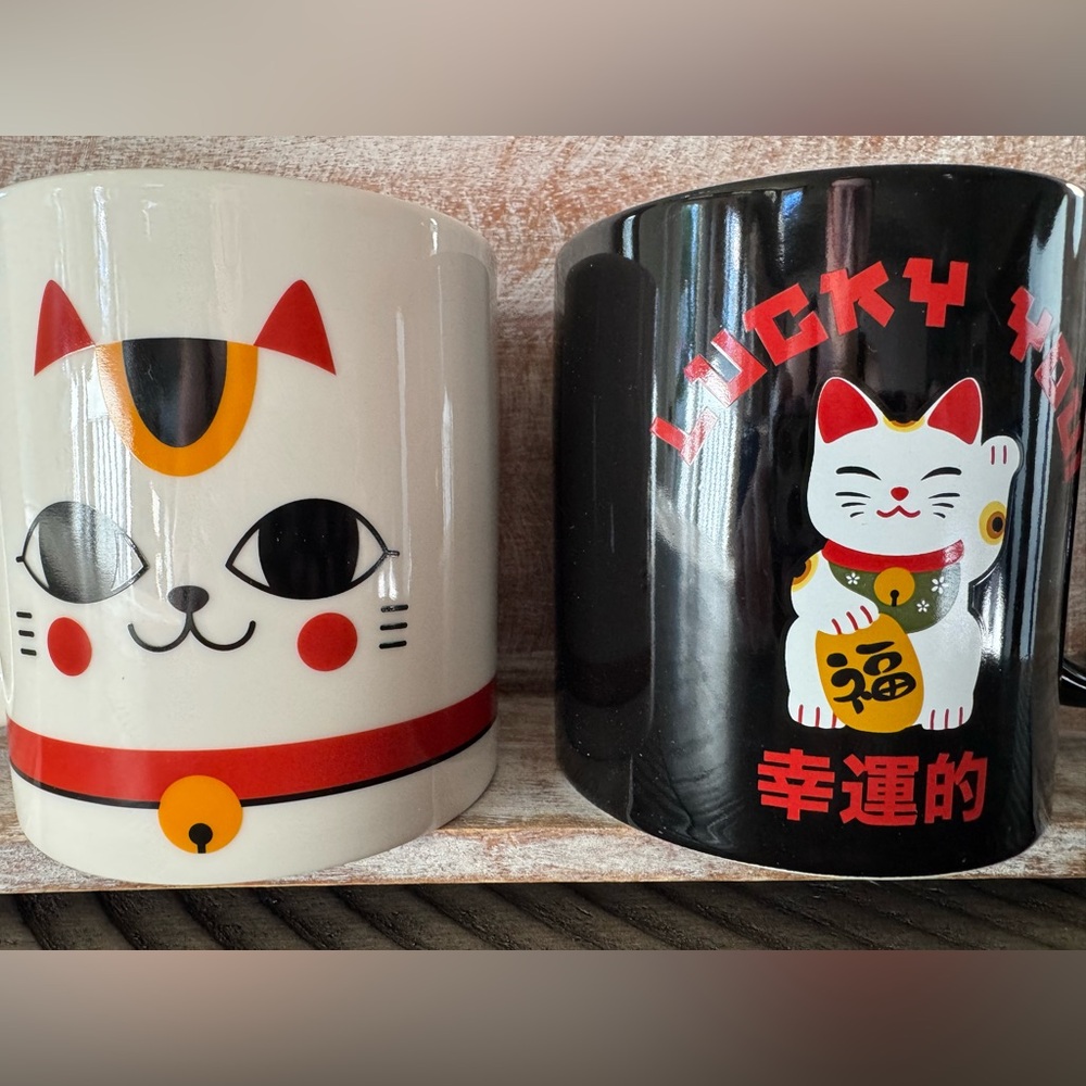MAD Engine- Lucky Cat 2-Piece Mug Set (NEW)